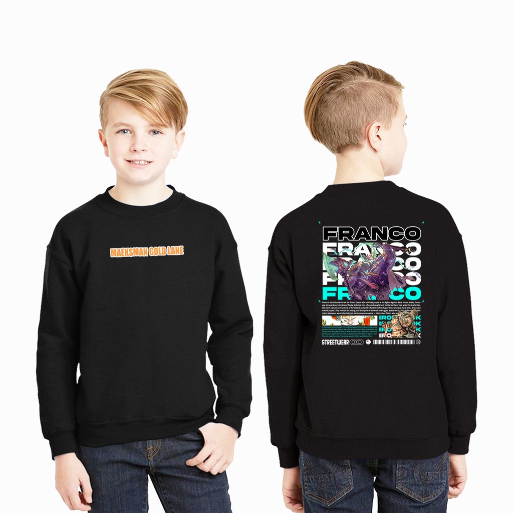 hoodie jaket anak laki laki untuk usia 4 - 15 tahun mobile legend hero franco
