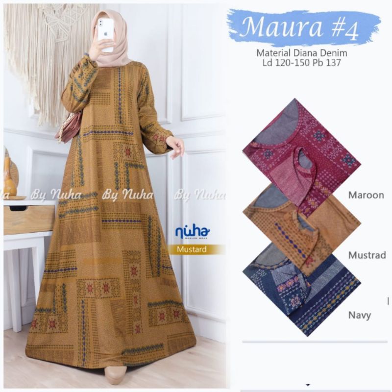 Maura#4 Nuha Gamis Wanita Jumbo Dress Big Size Gamis syarie Gamis Busui