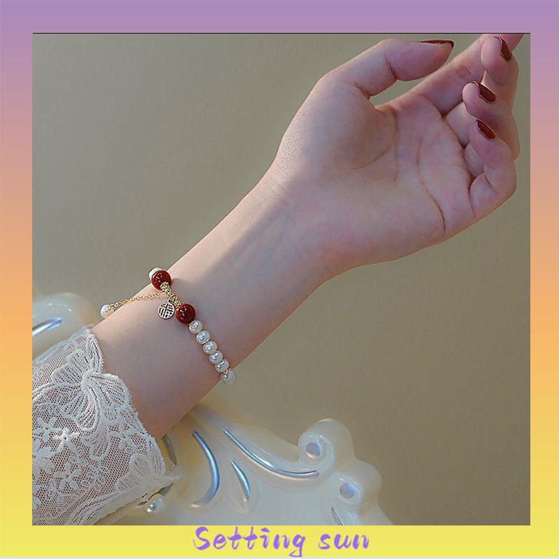 Gelang Mutiara Wanita Niche Desain Gelang Retro Gaya Cina Perhiasan Hadiah TN