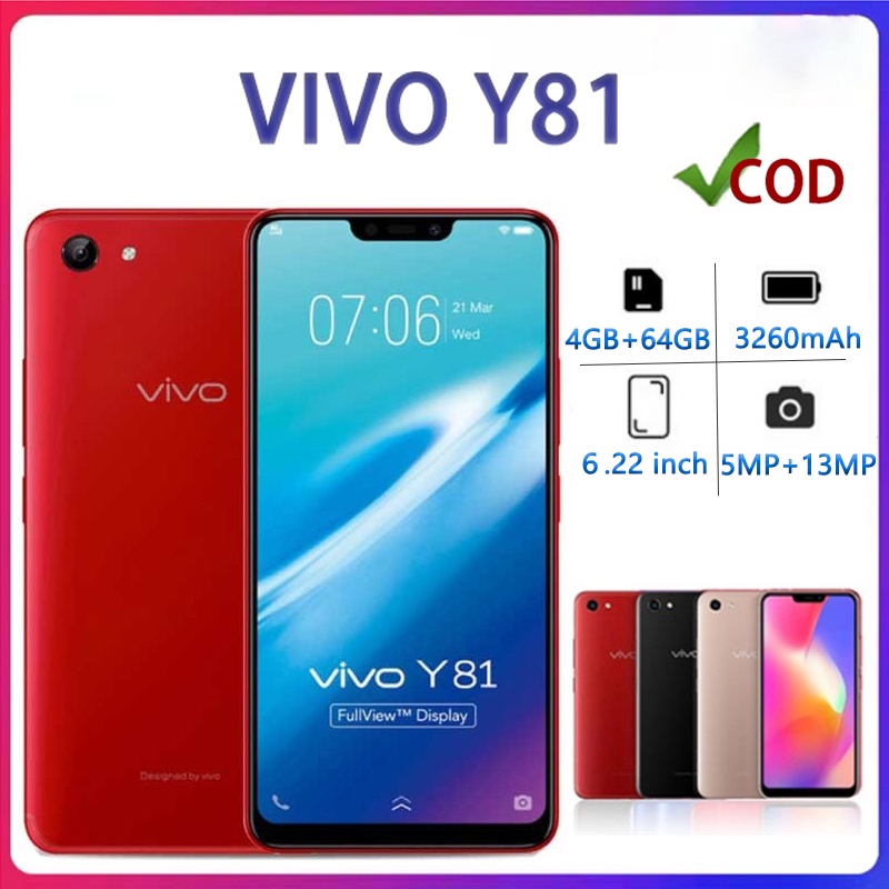 VIVO Y81 RAM 4/64GB 6.22 inch Layar Full HD Android Smartphone MediaTek Helio P22 3260mAh hp  Garansi 1 Tahun Vivo Y81