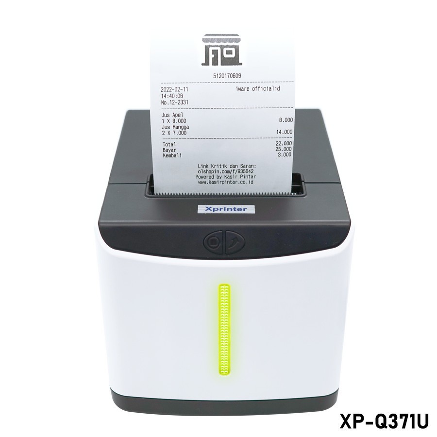 Printer Bluetooth Kertas Stiker Thermal 80 XPRINTER XP Q371U 80x100 78x95 80x80 Support USB RPP02N RJ11 Q 371U Cetak Struk Pembayaran PPOB Barcode Resi Marketplace