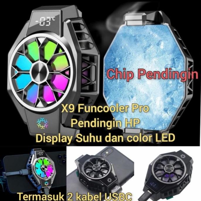 X9 Funcooler Pro Radiator Pendingin Handphone Cooler Hp Display Suhu Terbaru