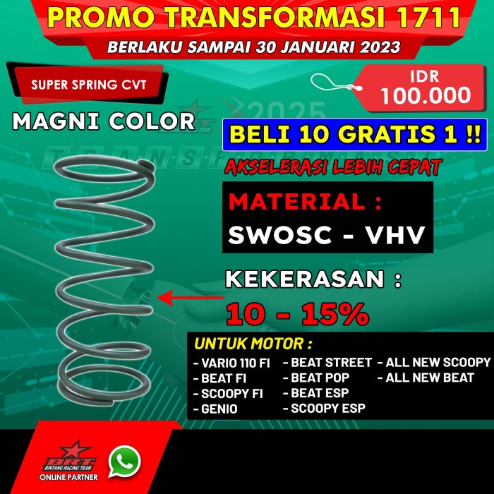 Per CVT / CVT Spring BRT Vario 110 Fi/Beat Fi/Beat Esp/Genio/Scoopy Fi