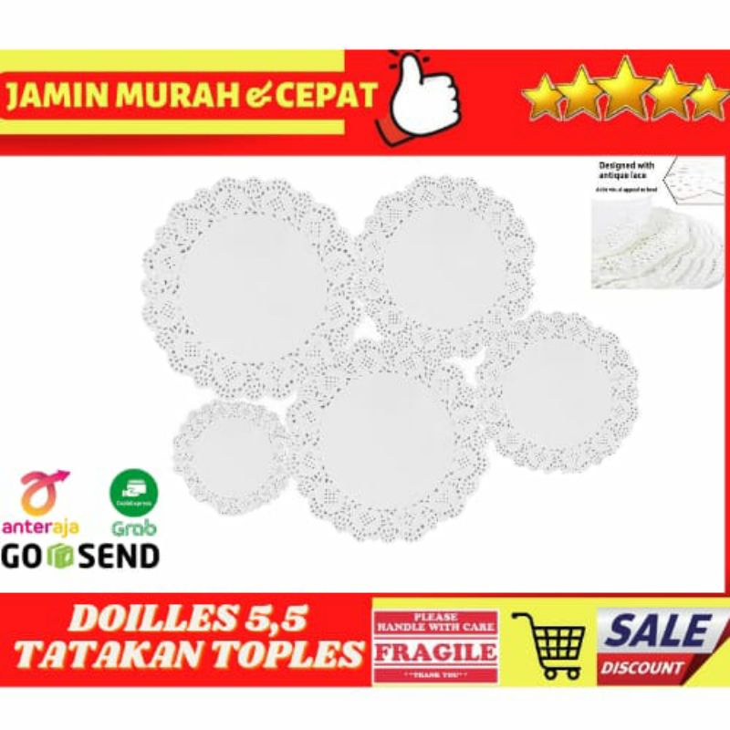 DOILIES 5,5/TATAKAN KUE/TATAKAN TOPLES/DOILIES RENDA/DOILIES DRAGON PACK