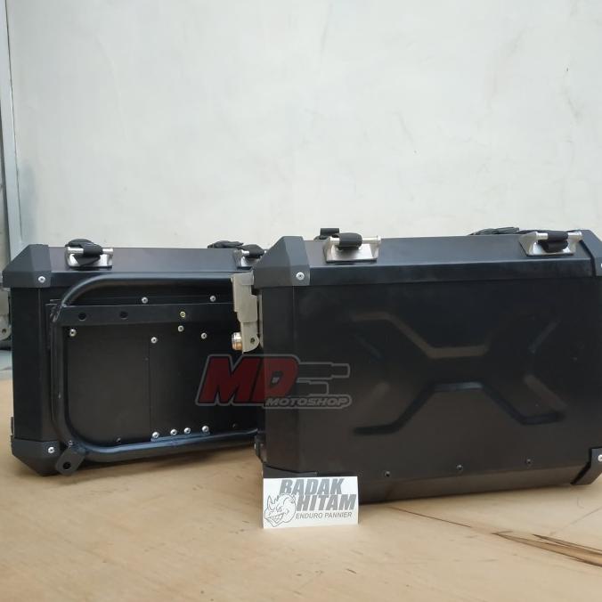 Side - Box Samping Motor Badak Hitam Alumunium Pannier 24liter