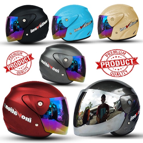 Helm Dewasa Evo Inovation  Half Face SNI Mirip Seperti Helm GM Original Kaca Pelangi Kaca Silver Untuk Pria Dan Wanita DEWASA SNI COD Free Packing