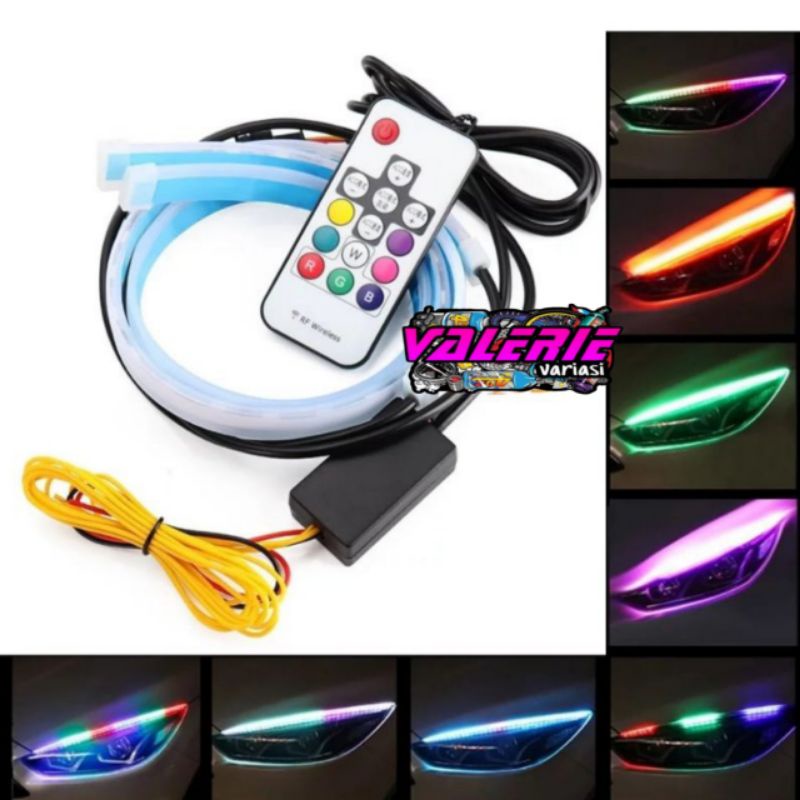 LAMPU ALIS REMOT 30cm RGB WATERPROOF DRL FLEKSIBEL SLIM 30cm RGB REMOT MOTOR&MOBIL