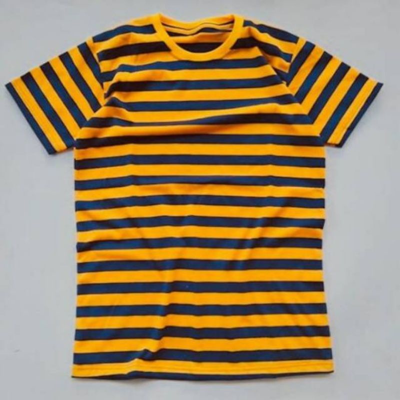 kaos stripe navy kuning besar size S-5XL