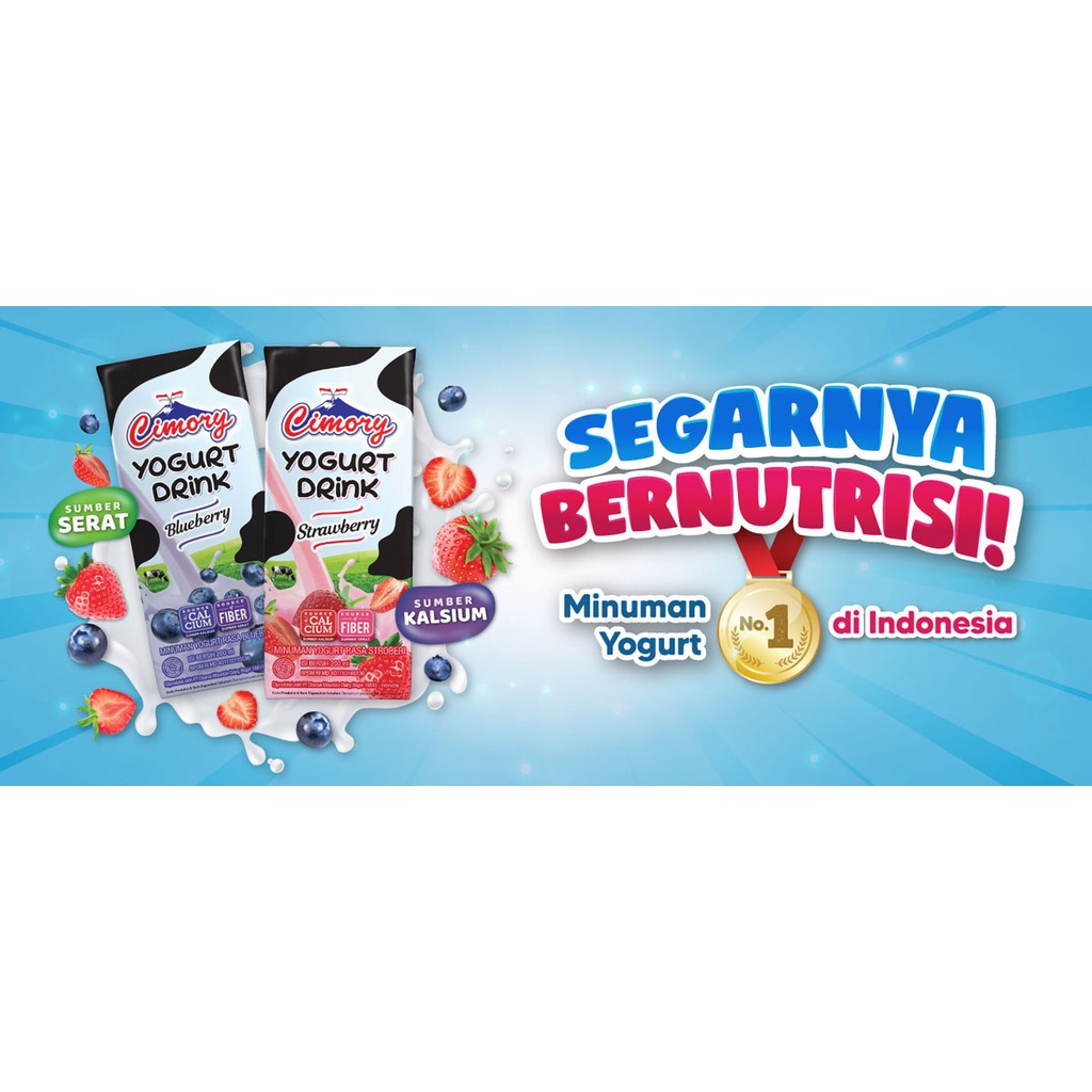 Cimory Yogurt Drink UHT 200ml Rasa  Blueberry dan Strawberry