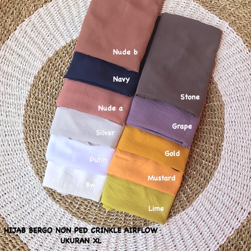 HIJAB BERGO INSTAN NON PED CRINKLE AIRFLOW UKURAN XL