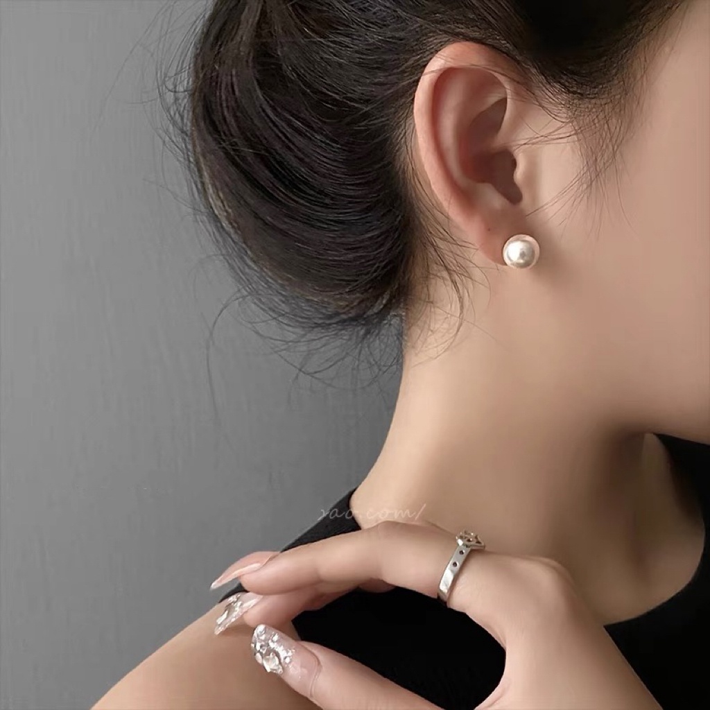Anting Tusuk Simple Mutiara Putih Klasik Elegant