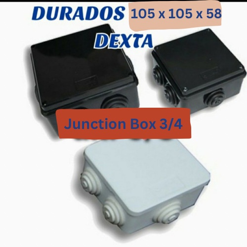 DEXTA Duradus 105x105x58mm PVC Dorados Kotak Juction BOX Hitam Putih 3/4 DX-122 10cm