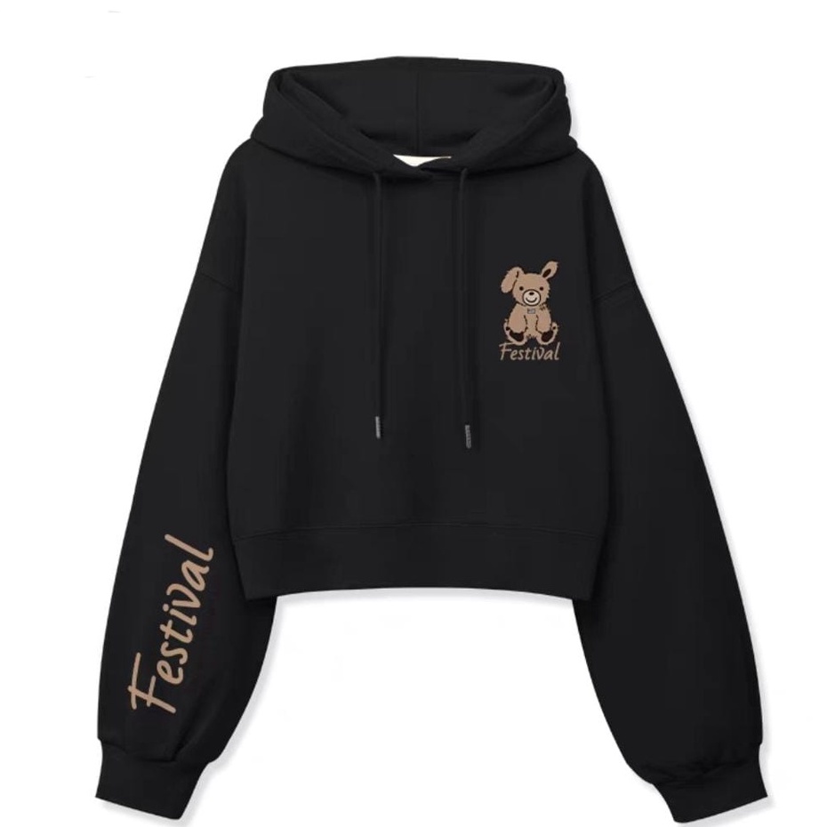 FESTIVAL RABBIT HOODIE CROP WANITA (V1)