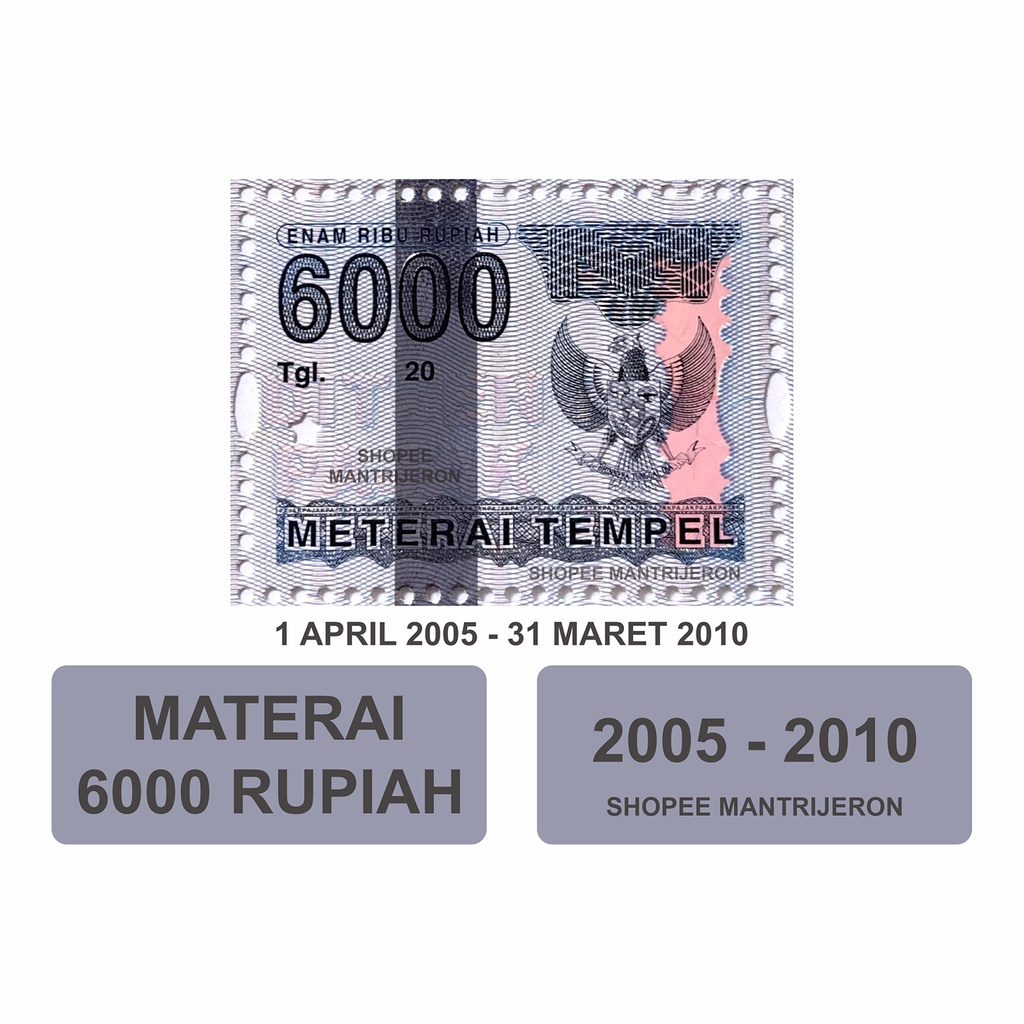 

Materai 6000 Tahun 2005-2010 Meterai Tempel 6 Ribu 6.000 Enam Ribu Rupiah Lama Kuno Jadul Asli Original Kantor Pos