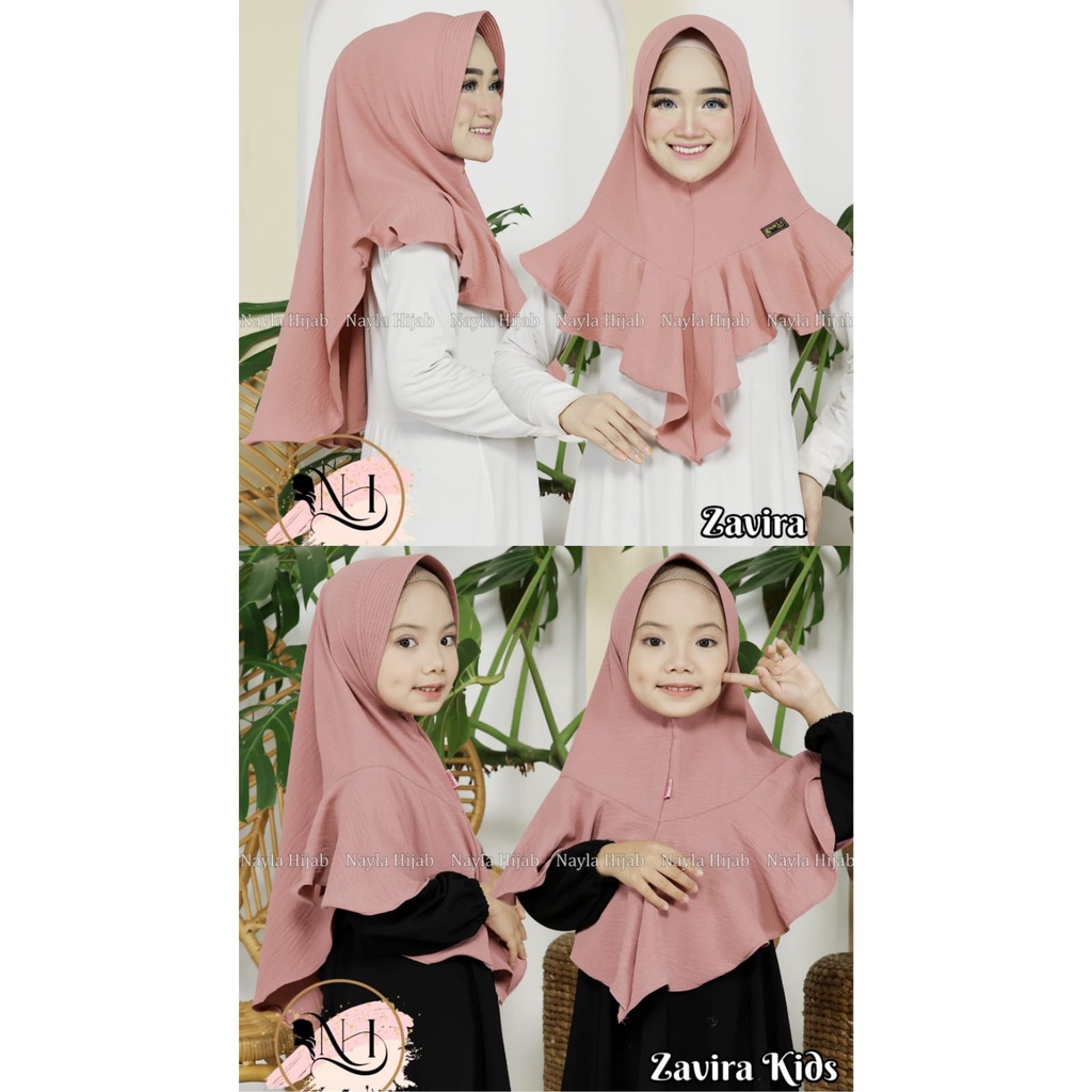 Kerudung Instan Zavira Couple Series Ibu dan Anak Jilbab Instan Crinkle Airflow Hijab Bergo Nayla Hija'b