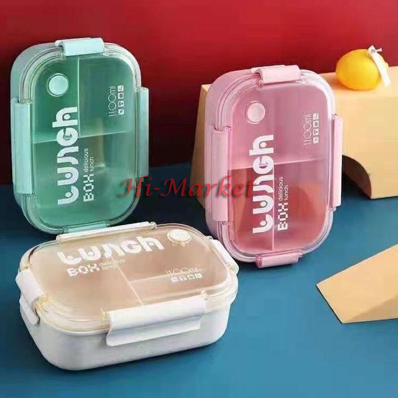 LUNCH BOX 3SEKAT 1100ML/ BEKEL MAKAN ANAK /KOTAK MAKAN ANAK FREE SENDOK