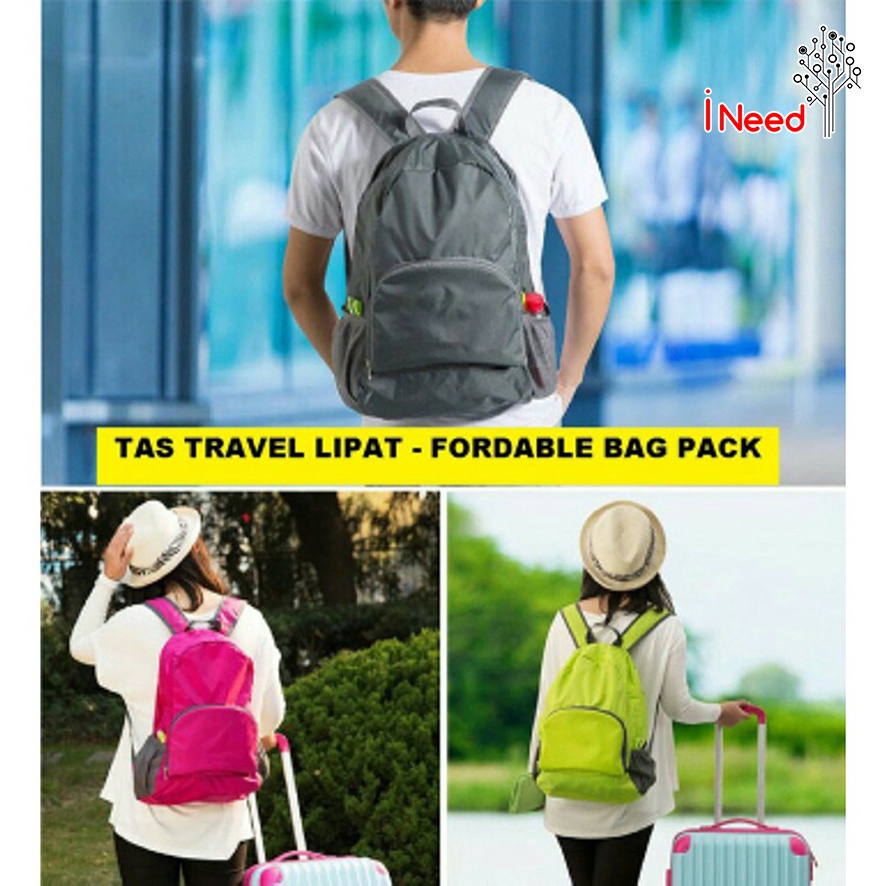 (INEED) FOLDABLE BACK PACK TRAVEL TAS PUNGGUNG LIPAT RANSEL TRAVELING