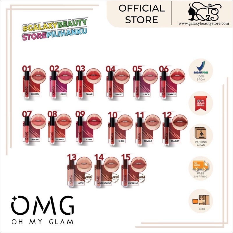 OMG OH MY GLAM MATTE KISS LIP CREAM / LIP CREAM OMG / LIP MATTE OMG