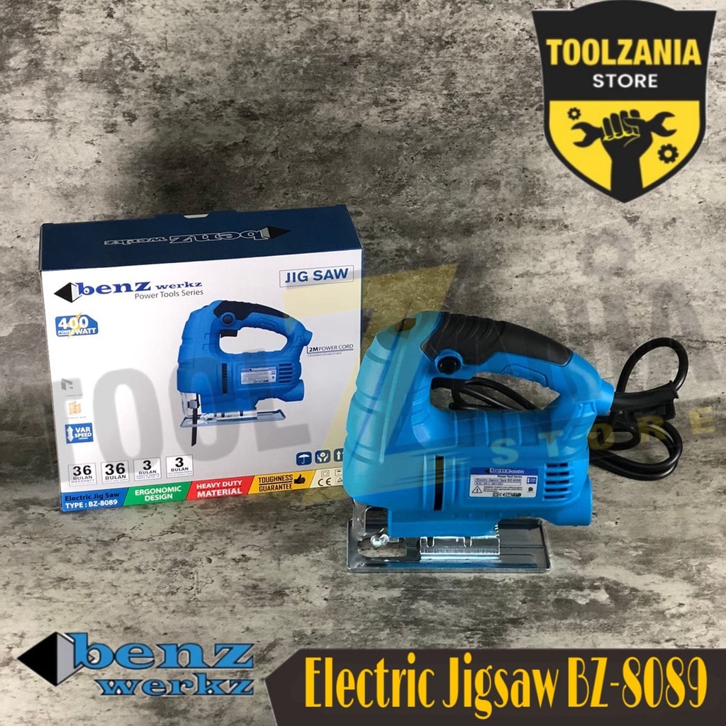 BENZ WERKZ Mesin Gergaji Jigsaw GRATIS 2 Mata Besi Kayu Mesin Potong Kayu Besi Jigsaw 65mm Electric 