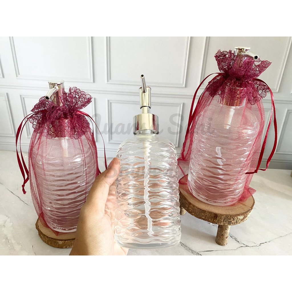 Souvenir Pernikahan Botol Sabun Botol Dispenser Sabun Kaca Kristal Wadah Sampoo Kaca Estetik