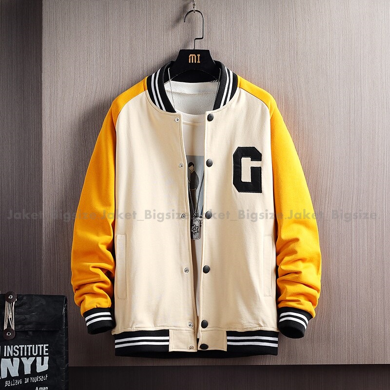 Jacket Varsity Bomber Laki-Laki Perempuan Dewasa Oversize Korean Style Jumbo Viral Ukuran M L Xl 2xl 3xl 4xl 5xl