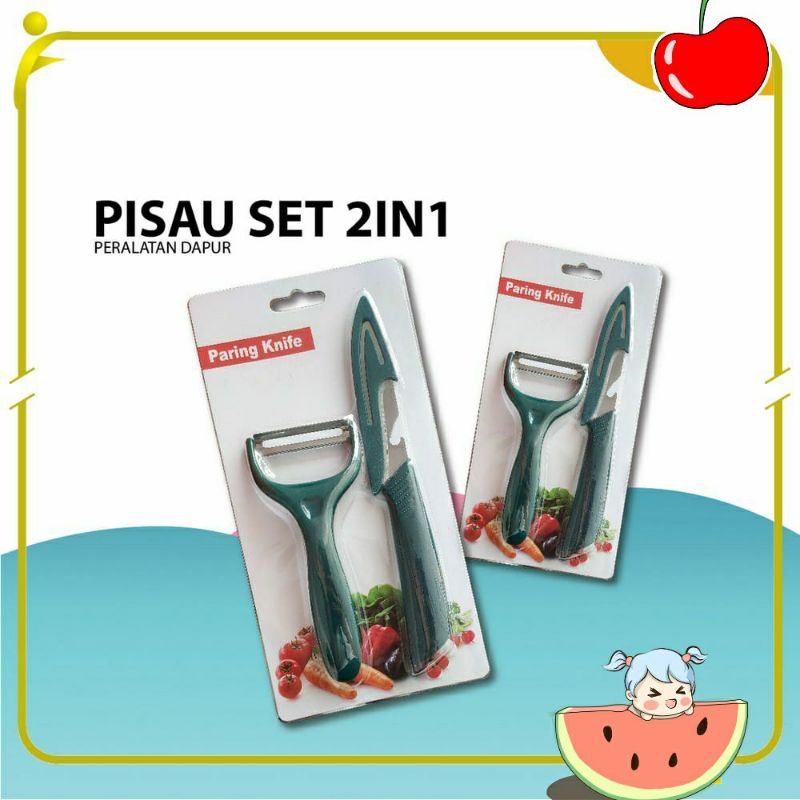 ~ PIYOSHI08 ~ Pisau Buah Set 2in1 Peralatan Dapur Kitchen Peeler Fruit Knife PD141