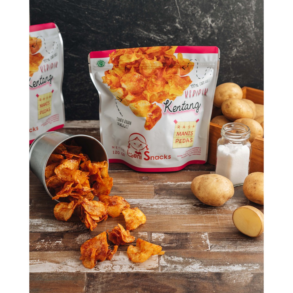 Leni Snacks - Keripik Kentang MANIS PEDAS Tanpa Bahan Pengawet 120g