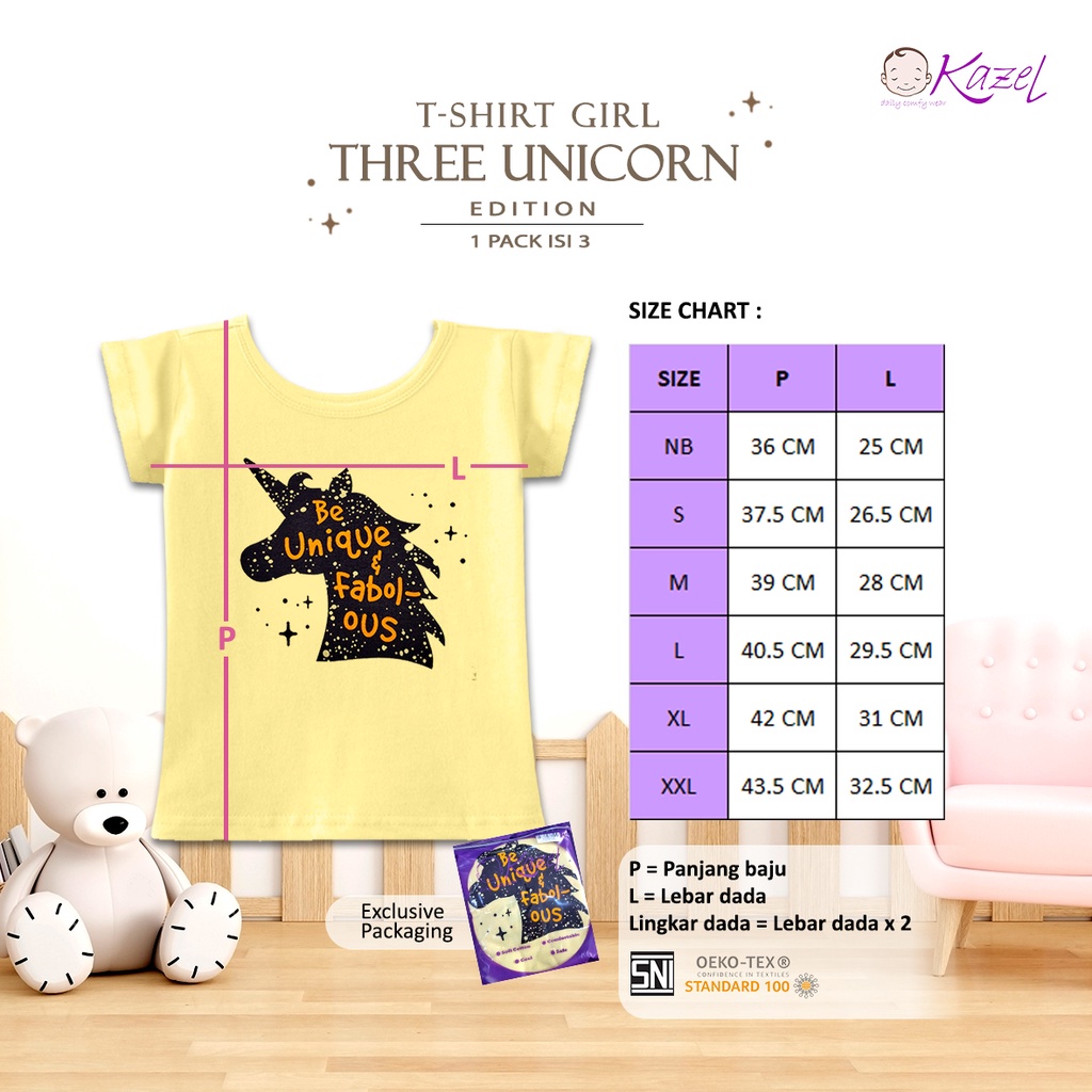 3 Pcs Kazel Tshirt Three Unicorn