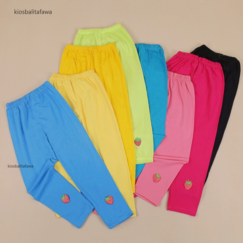Legging Strawberry uk Bayi - 7 Tahun / Legging Bahan Kaos Anak Perempuan Celana Panjang Lejing Laging Polos Baby babycinnamon