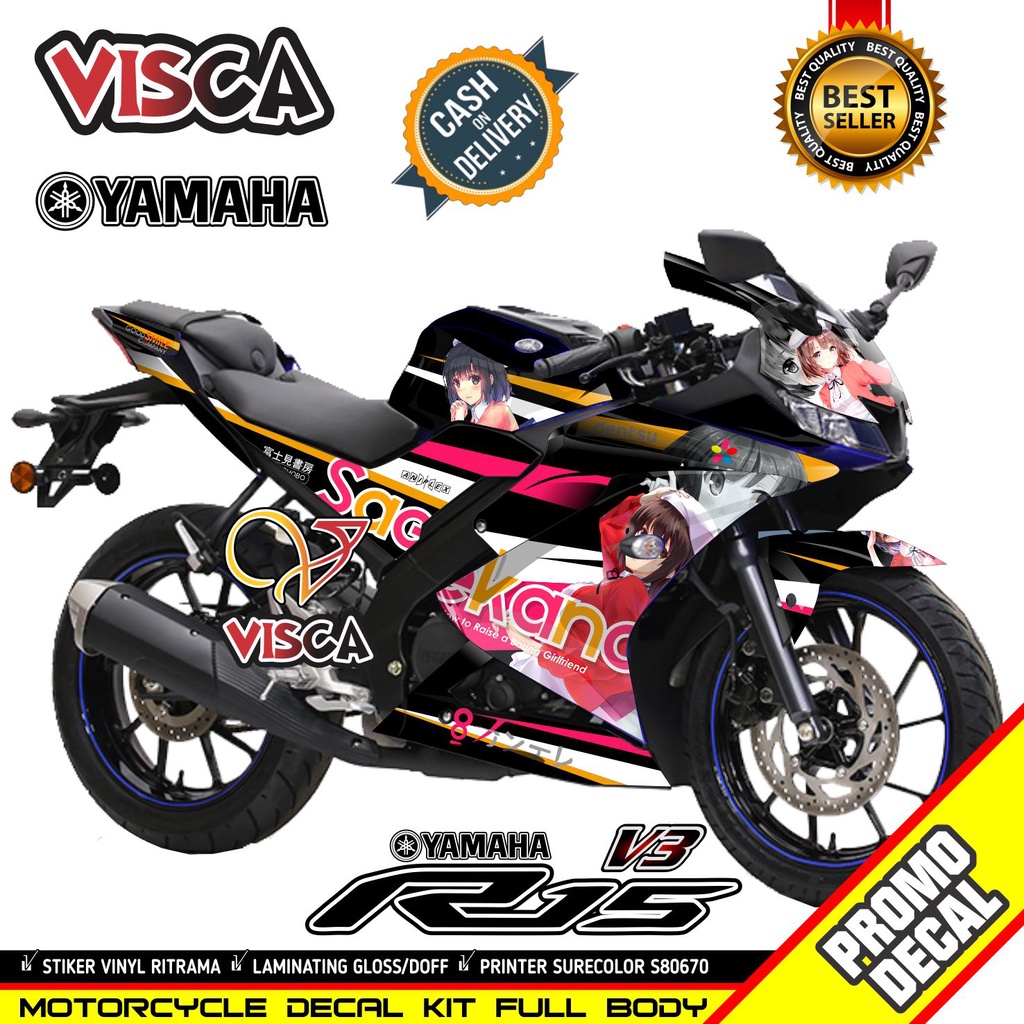 (COD) Decal R15 V3 Full Body Keren Stiker R15 V3 Full Body Keren Striping R15 V3 Variasi Anime Saeka