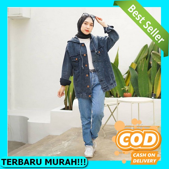 Jaket Jeans Wanita Jumbo Oversize - Crop Jeans Levis Denim - Jaket Crop Denim Oversize Premium Overs
