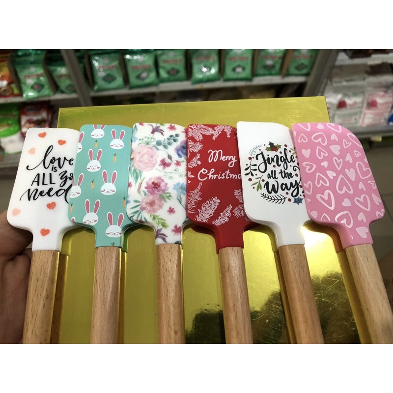 Spatula kue / Solet / Sutil motif bunga gambar lucu / rubber sodet utensil silicon silikon