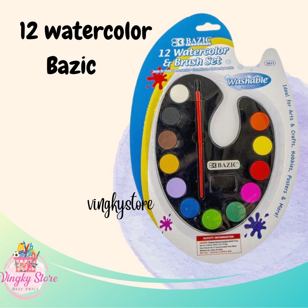 

Cat Air 12 Warna / Watercolor & Brush Set Bazic