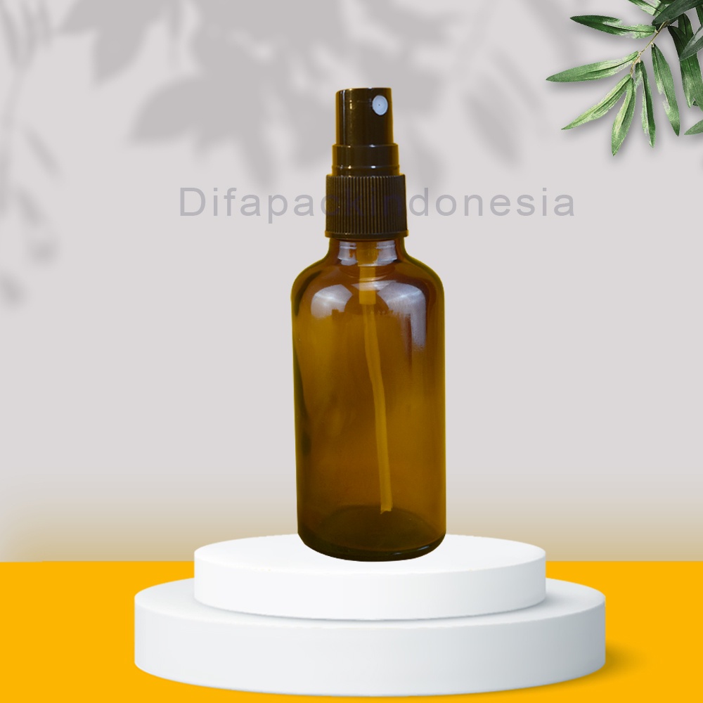 Botol kaca 50ml spray hitam body coklat teball