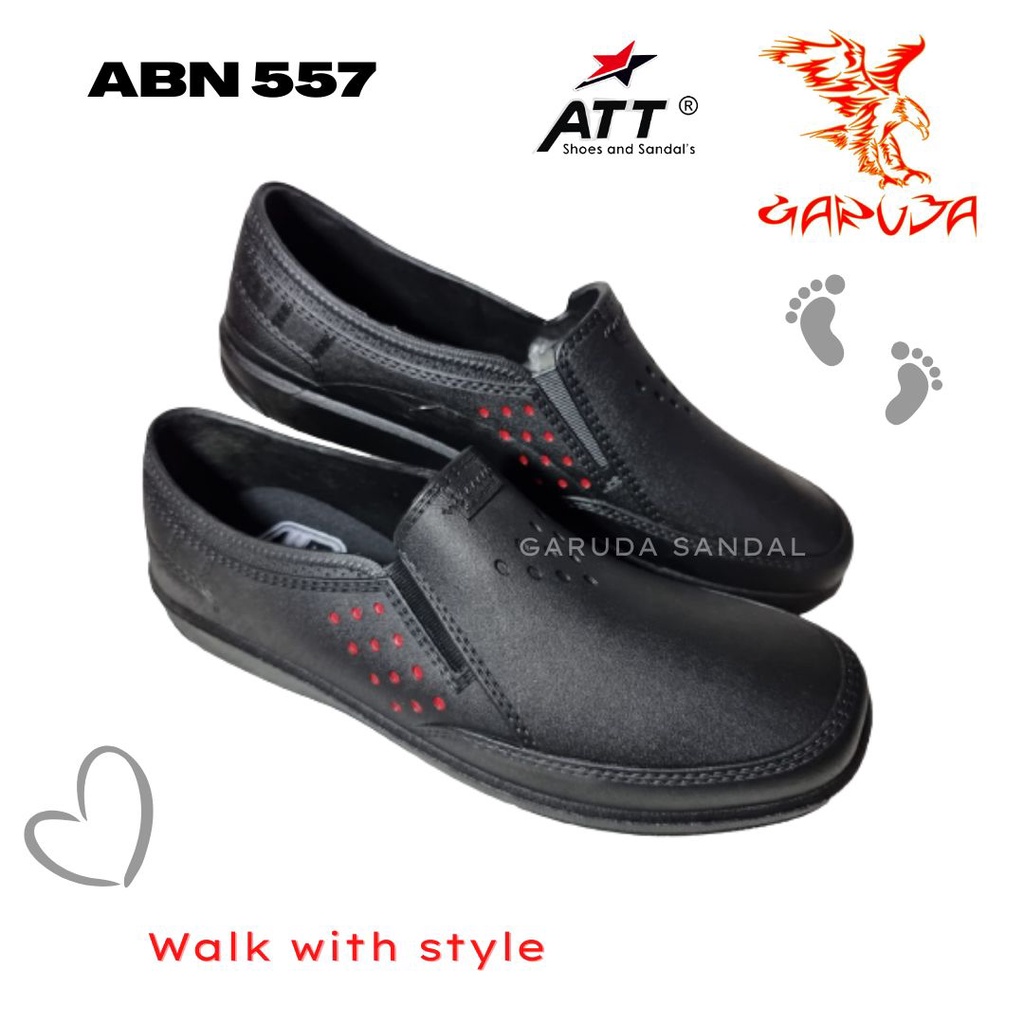 Sepatu Slip On Pria ATT ABN 557 Karet Hitam Fashion Pria Trendy Casual Pantofel