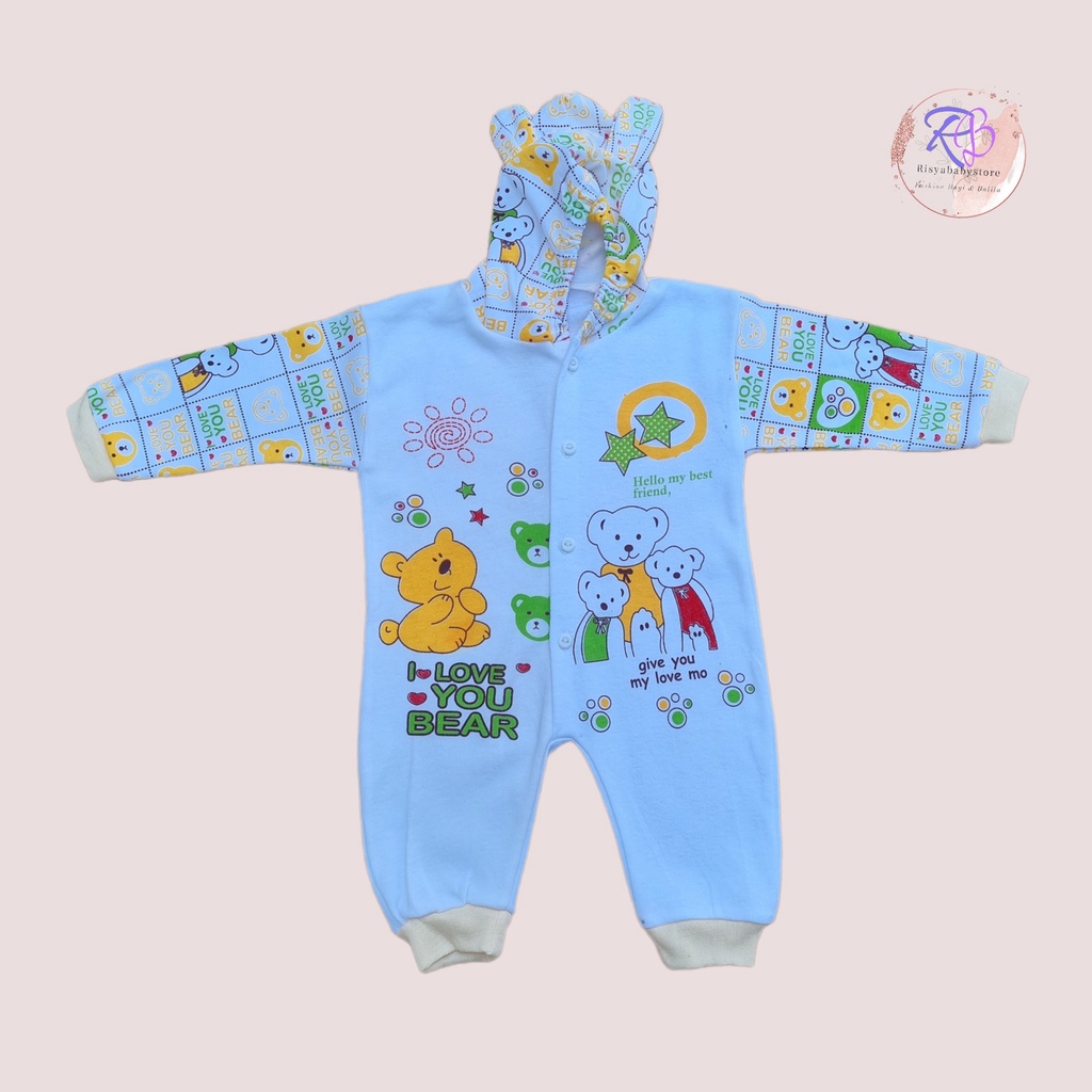 Sleepsuit jumper bayi buka kaki 0-3 bulan / sleepsuit bayi motif lucu