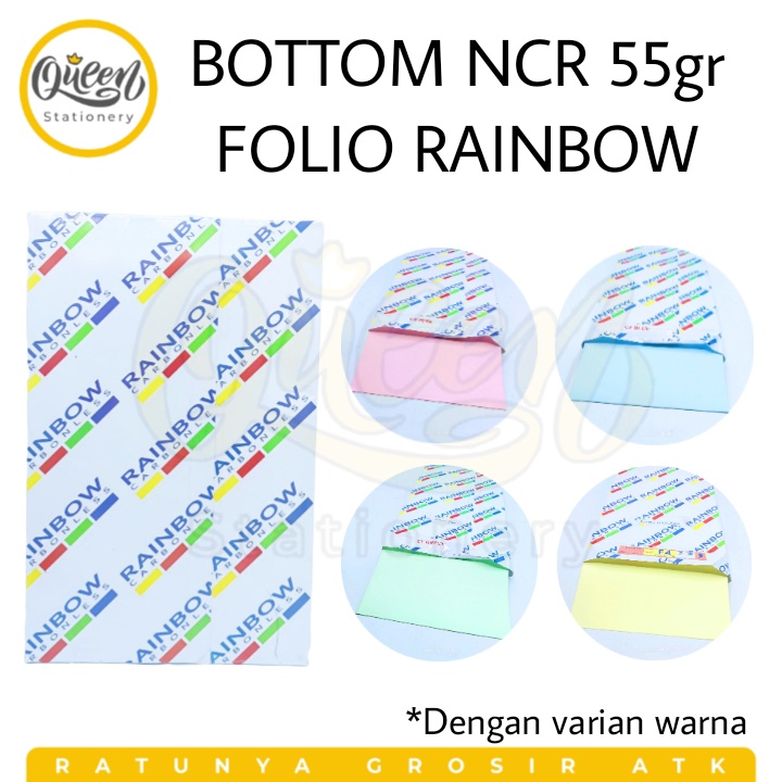 

1 RIM (500 LEMBAR) KERTAS BOTTOM NCR 55GR FOLIO RAINBOW - KERTAS TEMBUSAN NOTA