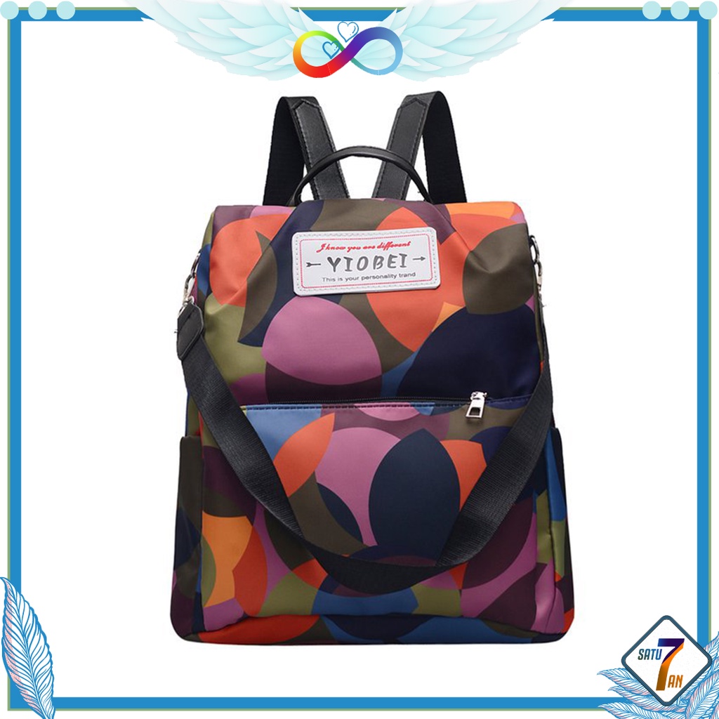 Satu7an T51 Tas Ransel Wanita Style Fashion Korea Rainbow Tas Punggung Kantor Kerja Sekolah Kuliah Backpack Cewek Multifungsi