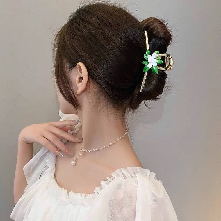 Jepit Rambut Model Bunga Rumbai Aksen Mutiara Bahan Alloy Untuk Wanita