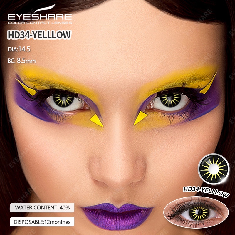 NEW【COD】 Halloween 2pcs Seni Gothic Gila Lensa Kontak Cosplay Manga Lensa Halloween Kontak-SOFTLENS