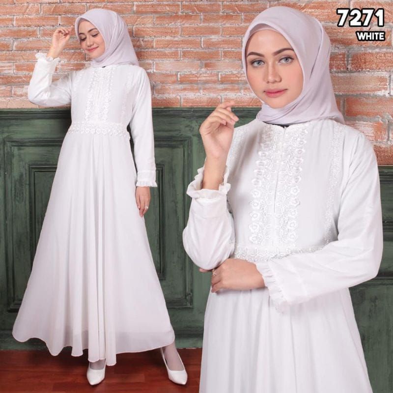 gamis putih gamis mewah gamis untuk acara pesta seragaman