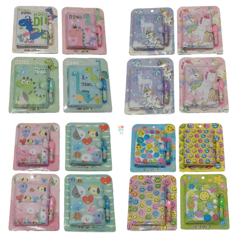 Diari Diary Notebook Kancing Mini Pen Karakter Fancy E-001