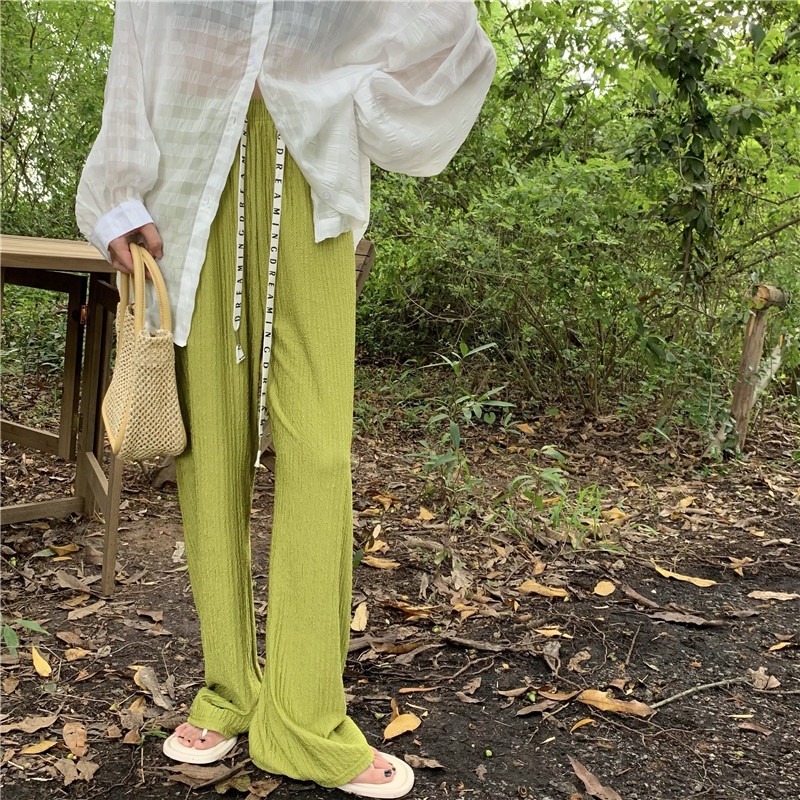 XIAOZHAINV Celana Wanita Korean Style High Waist Loose Pants 08003