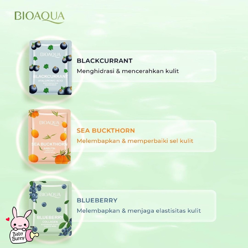 ❤ BELIA ❤ BIOAQUA Cosmetics Sheet Mask Plant Fruit Facial Mask Brightening Moisturizing Skin Care | Hydrating Essence Face Mask Brightening | BPOM