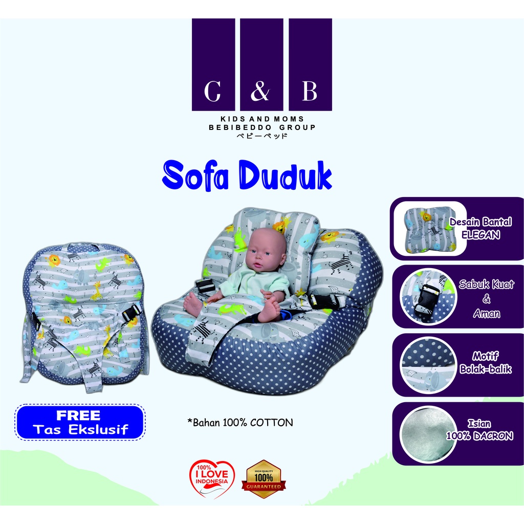 PREMIUM KASUR BAYI MULTIFUNGSI SOFA BAYI DENGAN GESPER SAFETY BELT PREMIUM TEBAL FREE BANTAL PEYANG CROWN