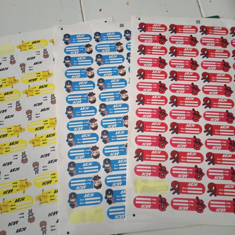Sticker Print Cutting Mapel Pelajaran Custom Nama isi 50pcs
