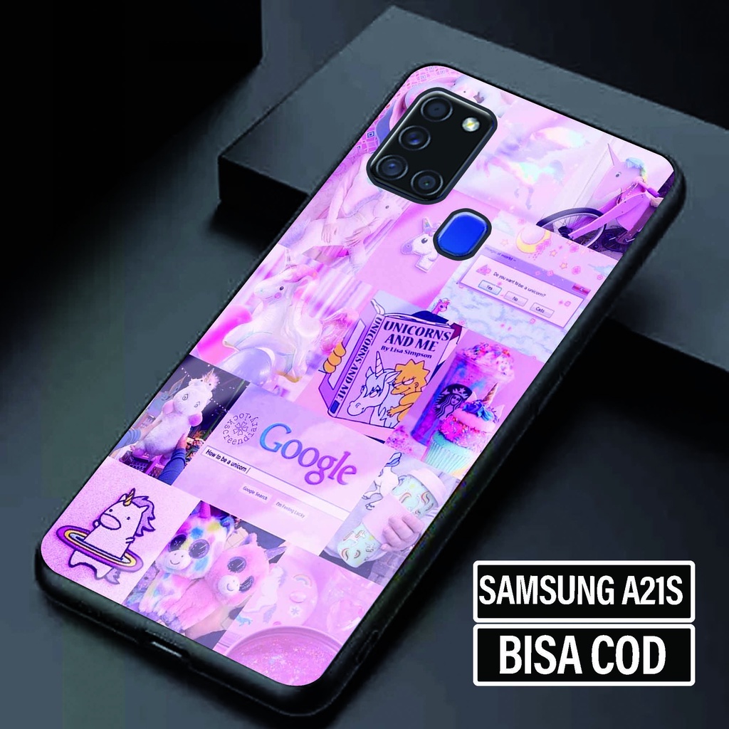 Case Glossy Samsung A21S - Softcase Samsung A21S - Fashion Case Motif [ Sticker Estetik ] - Kesing S