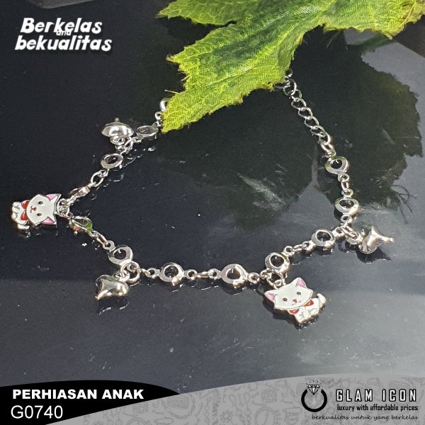 Gelang  Rantai Karakter Kucing Dasi pita  G0740