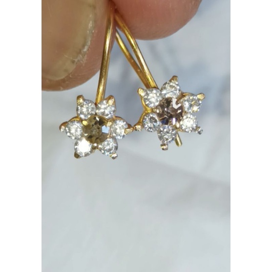 Giwang Berlian Banjar tepi moissanite ikat emas cantik dan elegan for lady model gantung (code RB448