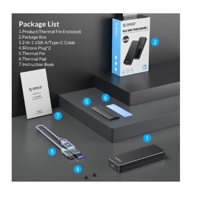 Ssd m2 enclosure orico Nvme usb3.1 type-c 10Gbps up 4tb 2280 hm2-g2 - casing m.2 m-key nvm external hm2g2
